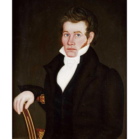 A Portrait of a Gentleman Gold Ornate Wood Framed Art Print with Double Matting by Smith, Royall Brewster