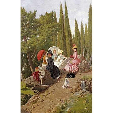 Summer Afternoon Gold Ornate Wood Framed Art Print with Double Matting by Spiridon, Ignace