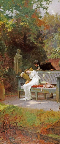 A Stolen Kiss White Modern Wood Framed Art Print with Double Matting by Stone, Marcus