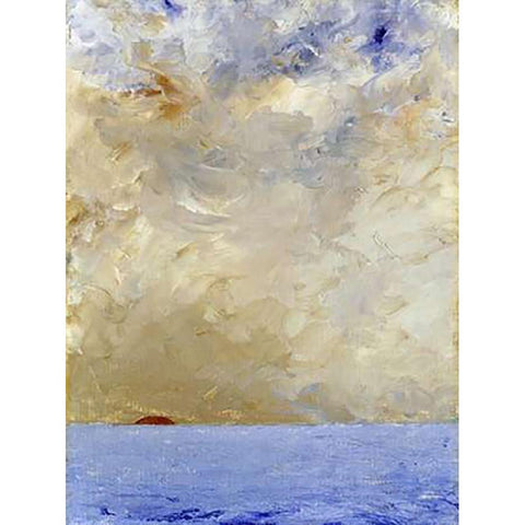 Sunset White Modern Wood Framed Art Print by Strindberg, August