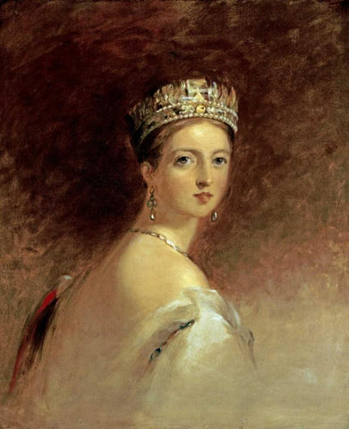 Queen Victoria White Modern Wood Framed Art Print with Double Matting by Sully, Thomas