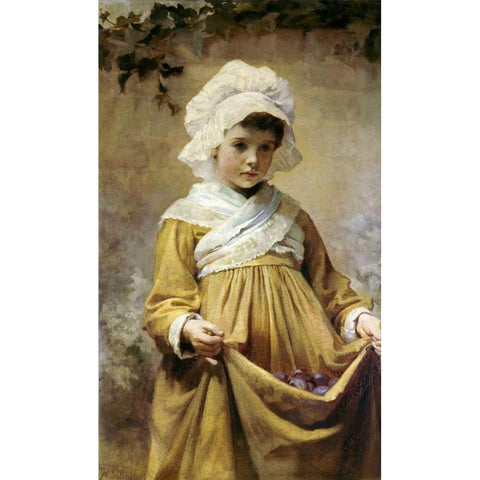 Gathering Plums White Modern Wood Framed Art Print by Sutcliffe, Harriette