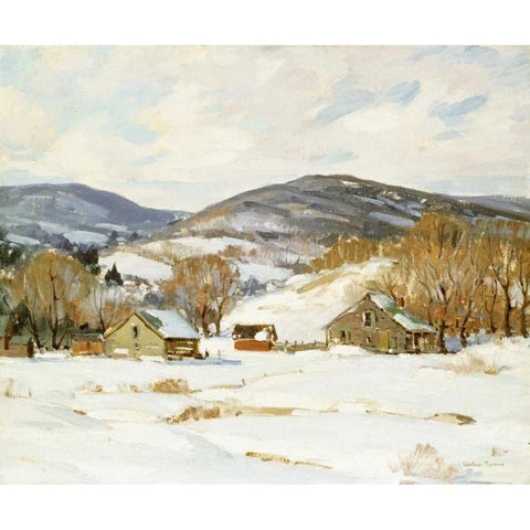 Early Snow Black Modern Wood Framed Art Print with Double Matting by Symons, George Gardiner