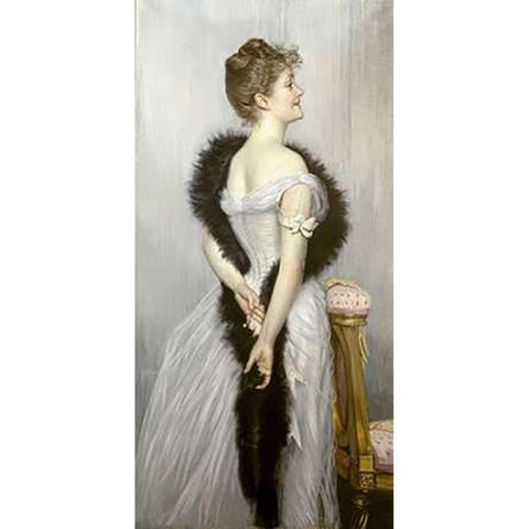 Portrait of The Vicomtesse De Montmorand Black Modern Wood Framed Art Print with Double Matting by Tissot, James Jacques