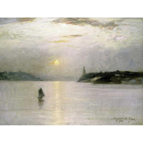 Sailing on The Hudson Black Modern Wood Framed Art Print with Double Matting by Tyler, Bayard Henry