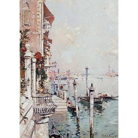 The Grand Canal, Venice Black Modern Wood Framed Art Print with Double Matting by Unterberger, Franz Richard