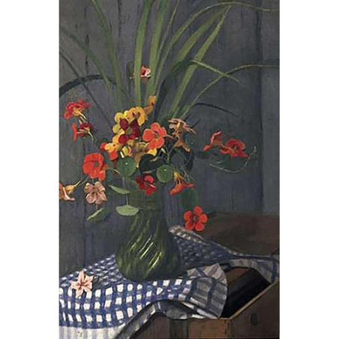 Bouquet De Capucines White Modern Wood Framed Art Print by Vallotton, Felix