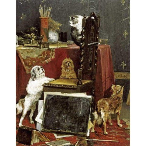 Chaos In The Studio Black Modern Wood Framed Art Print with Double Matting by Van Den Eycken, Charles