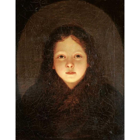 A Girl, Head and Shoulders Black Modern Wood Framed Art Print with Double Matting by Van Schendel, Petrus