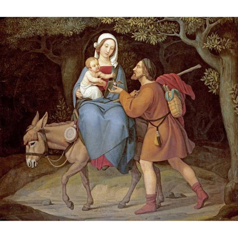 The Flight Into Egypt Black Modern Wood Framed Art Print with Double Matting by Von Hess, Heinrich Maria
