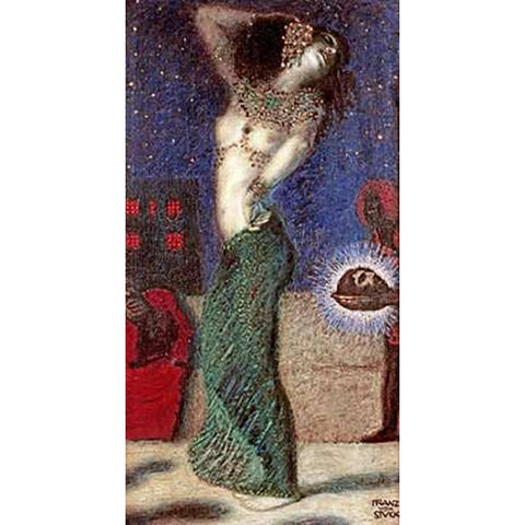 Dancing Salome Gold Ornate Wood Framed Art Print with Double Matting by Von Stuck, Franz