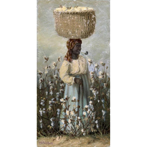 Cotton Picker White Modern Wood Framed Art Print by Walker, William Aiken