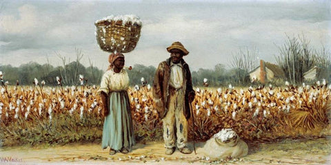 The Cotton Pickers Black Ornate Wood Framed Art Print with Double Matting by Walker, William Aiken