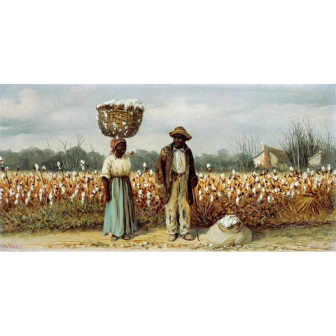 The Cotton Pickers Black Modern Wood Framed Art Print by Walker, William Aiken