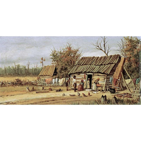 Daily Chores Black Modern Wood Framed Art Print with Double Matting by Walker, William Aiken