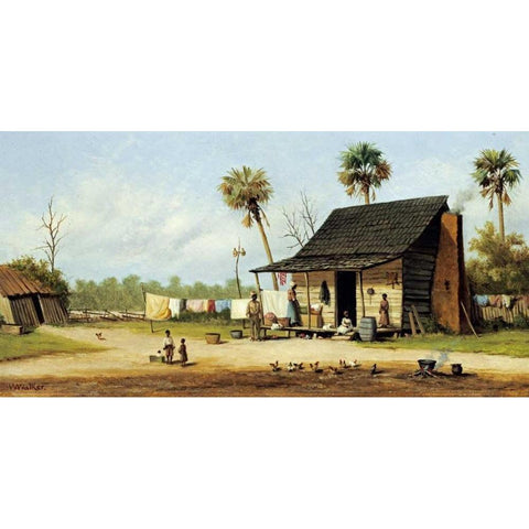 Laundry Day White Modern Wood Framed Art Print by Walker, William Aiken