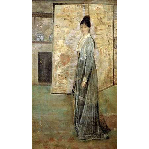 The Chinese Screen White Modern Wood Framed Art Print by Whistler, James McNeill