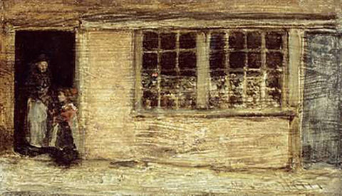 The Shop Window White Modern Wood Framed Art Print with Double Matting by Whistler, James McNeill