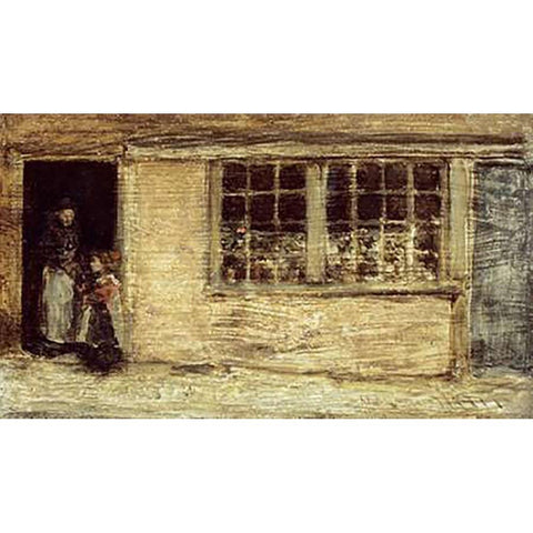 The Shop Window Gold Ornate Wood Framed Art Print with Double Matting by Whistler, James McNeill