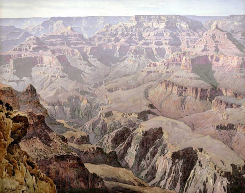 Yavapai Point White Modern Wood Framed Art Print with Double Matting by Widforss, Gunnar