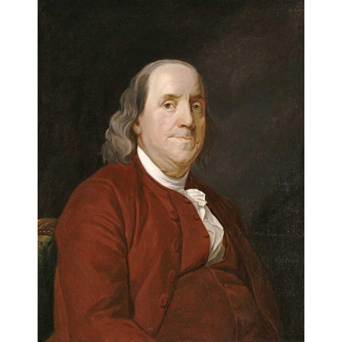 Benjamin Franklin Gold Ornate Wood Framed Art Print with Double Matting by Wright, Joseph