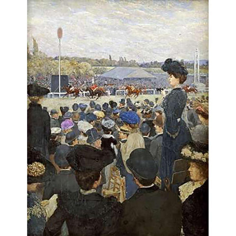 At The Races Gold Ornate Wood Framed Art Print with Double Matting by Zawiski, Edouard