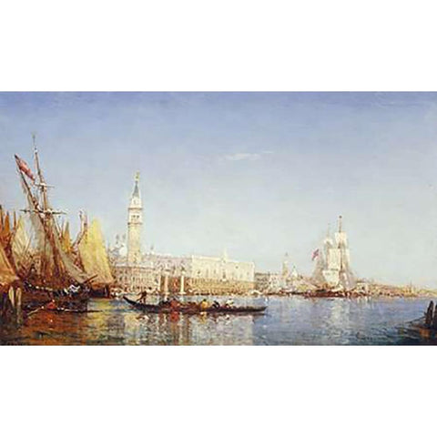 The Grand Canal, Venice Gold Ornate Wood Framed Art Print with Double Matting by Ziem, Felix Francois