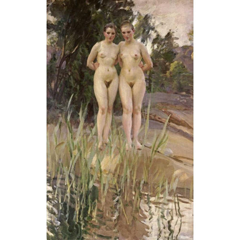 Two Friends White Modern Wood Framed Art Print by Zorn, Anders Leonard