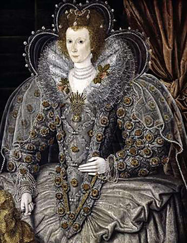 Queen Elizabeth of England White Modern Wood Framed Art Print with Double Matting by 16th Century English School