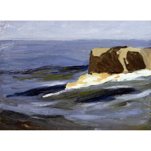 New England Seascape Black Modern Wood Framed Art Print with Double Matting by Abbott, Yarnall