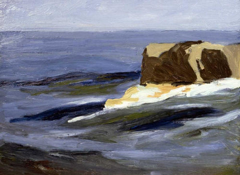 New England Seascape White Modern Wood Framed Art Print with Double Matting by Abbott, Yarnall