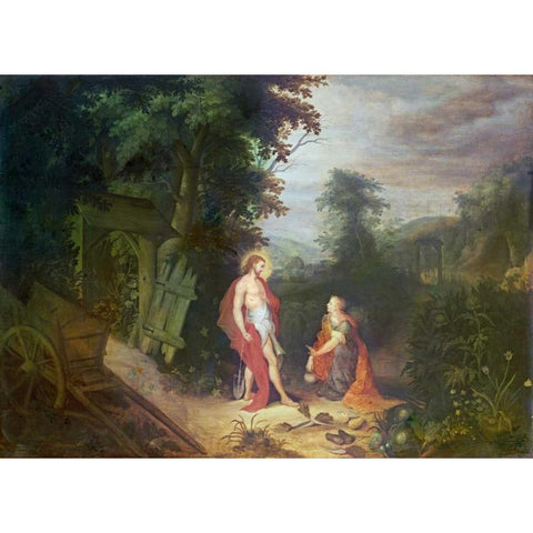 Noli Me Tangere Black Modern Wood Framed Art Print by Abraham, Govaerts