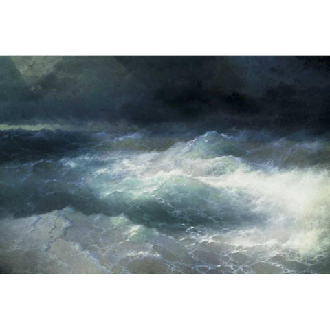 Between The Waves White Modern Wood Framed Art Print by Aivasowsky, Ivan Konstantinovich