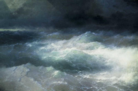 Between The Waves White Modern Wood Framed Art Print with Double Matting by Aivasowsky, Ivan Konstantinovich