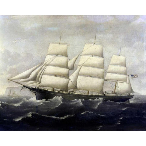 American Clippership Gold Ornate Wood Framed Art Print with Double Matting by Alaster, J.S.