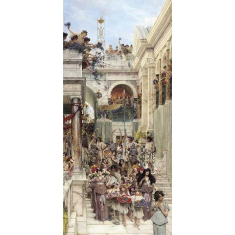 Rites of Spring Black Modern Wood Framed Art Print with Double Matting by Alma-Tadema, Sir Lawrence
