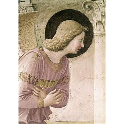 Annunciation - Detail 3 Black Modern Wood Framed Art Print with Double Matting by Angelico, Fra