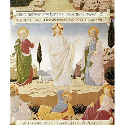 Transfiguration Gold Ornate Wood Framed Art Print with Double Matting by Angelico, Fra