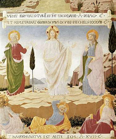 Transfiguration White Modern Wood Framed Art Print with Double Matting by Angelico, Fra