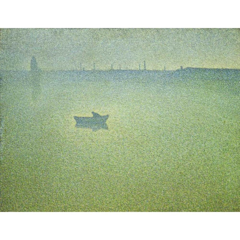 Seine at Dawn Gold Ornate Wood Framed Art Print with Double Matting by Angrand, Charles