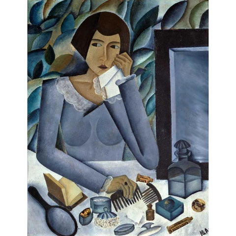 Womans Portrait White Modern Wood Framed Art Print by Annenkov, Jurij Pavlovic