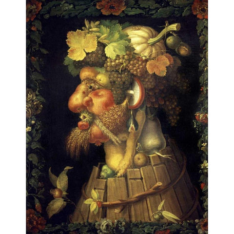 Autumn Gold Ornate Wood Framed Art Print with Double Matting by Arcimboldo, Giuseppe