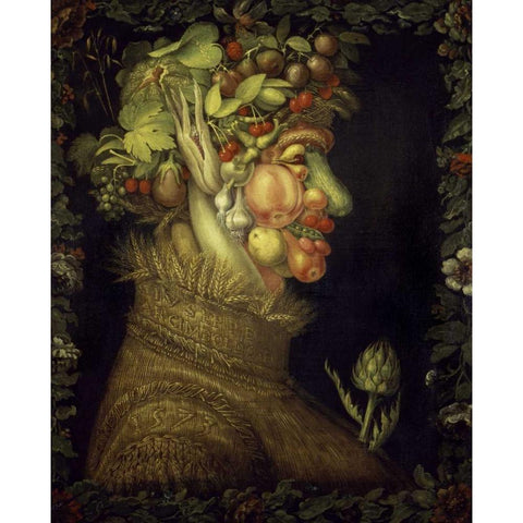 Summer Gold Ornate Wood Framed Art Print with Double Matting by Arcimboldo, Giuseppe