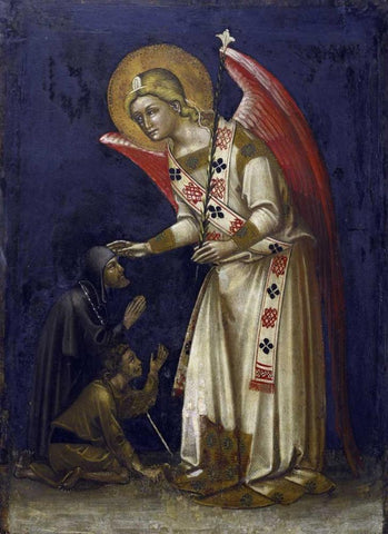 Archangel Gabriel White Modern Wood Framed Art Print with Double Matting by Di Arpo, Guariento