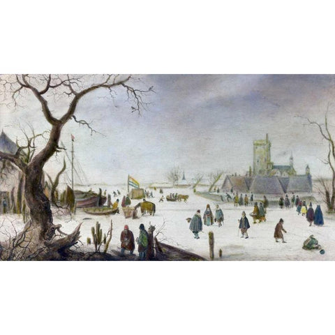 Winter Pleasure White Modern Wood Framed Art Print by Avercamp, Hendrick