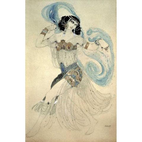 Dance of The Seven Veils - Salome Black Modern Wood Framed Art Print with Double Matting by Bakst, Leon