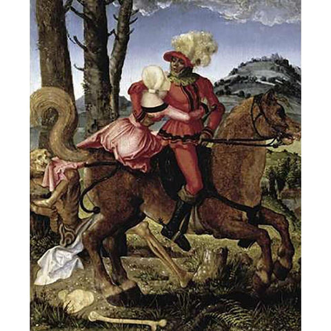 Knight Young Girl and Death White Modern Wood Framed Art Print by Grien, Hans Baldung