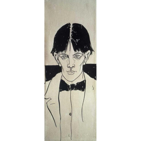 Self Portrait White Modern Wood Framed Art Print by Beardsley, Aubrey