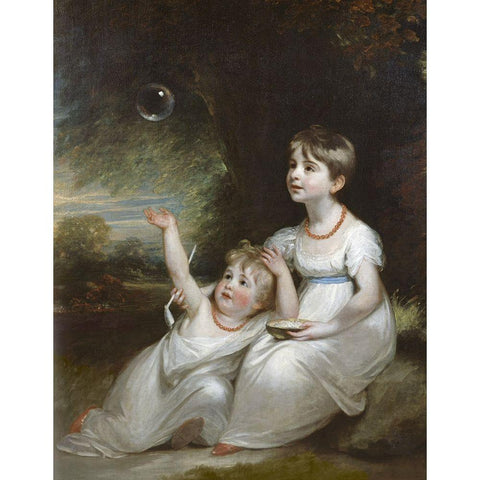 Giorgiana and Anna Waller Black Modern Wood Framed Art Print with Double Matting by Beechey, William