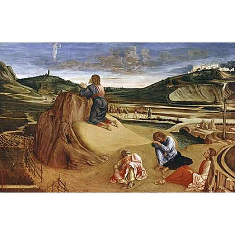 Agony In The Garden Black Modern Wood Framed Art Print with Double Matting by Bellini, Giovanni